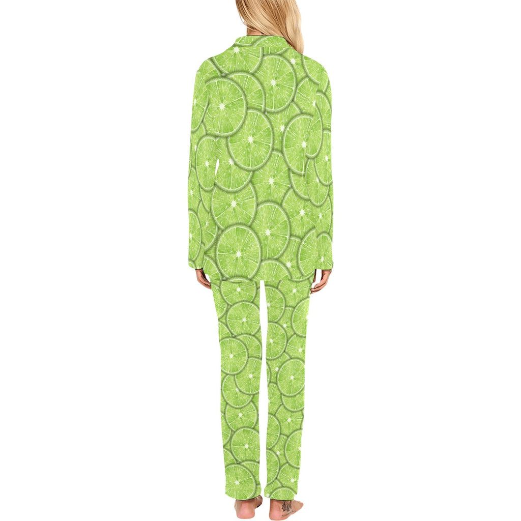 Slices of Lime pattern Women's Long Pajama Set