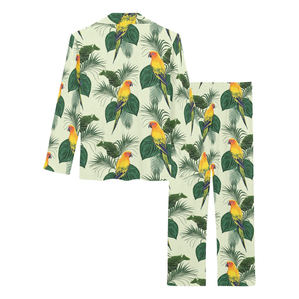 Beautiful parrot palm leaves pattern Women's Long Pajama Set