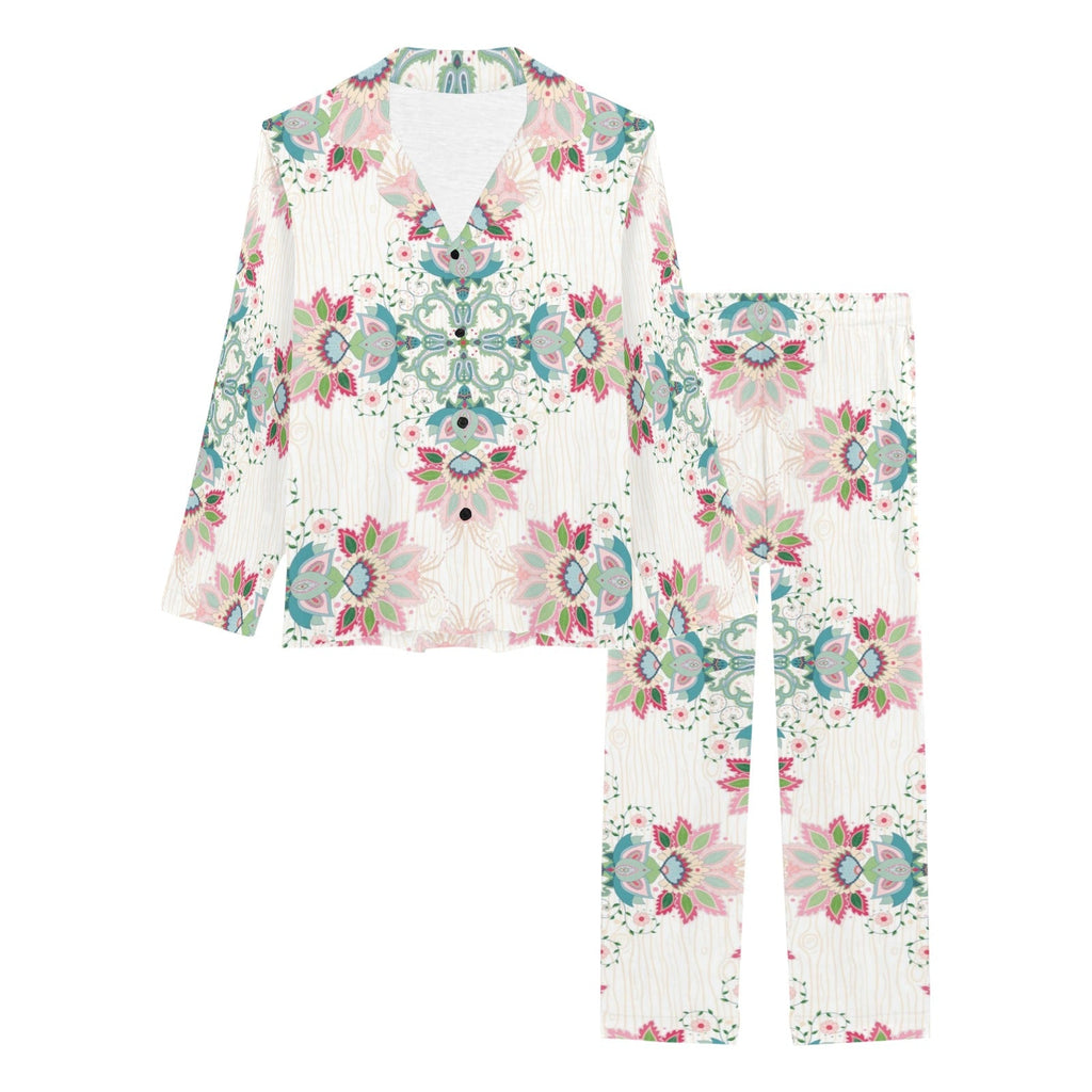 Square floral indian flower pattern Women's Long Pajama Set