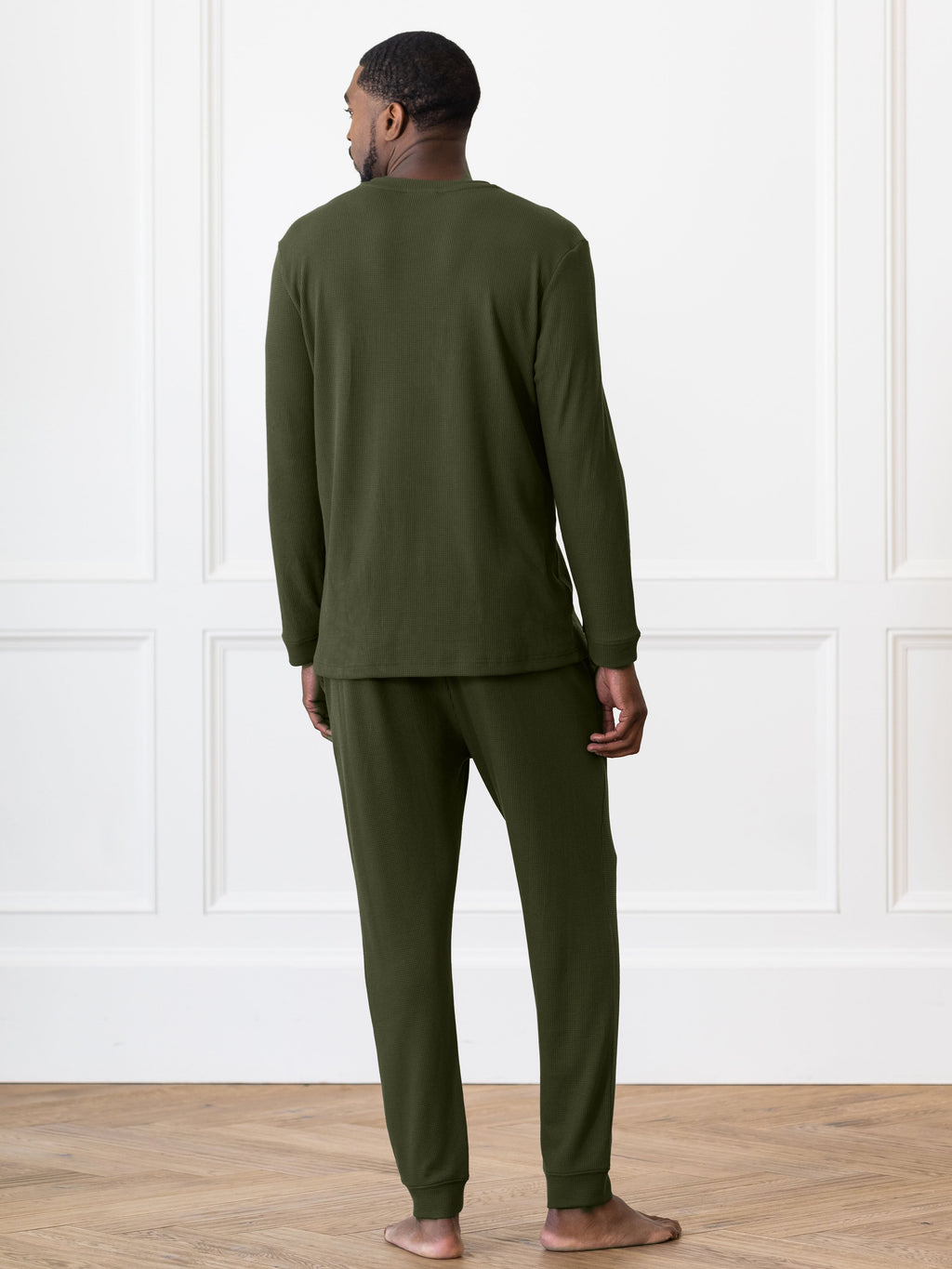 Men's Bamboo Waffle Knit Long Sleeve Henley - Last Chance