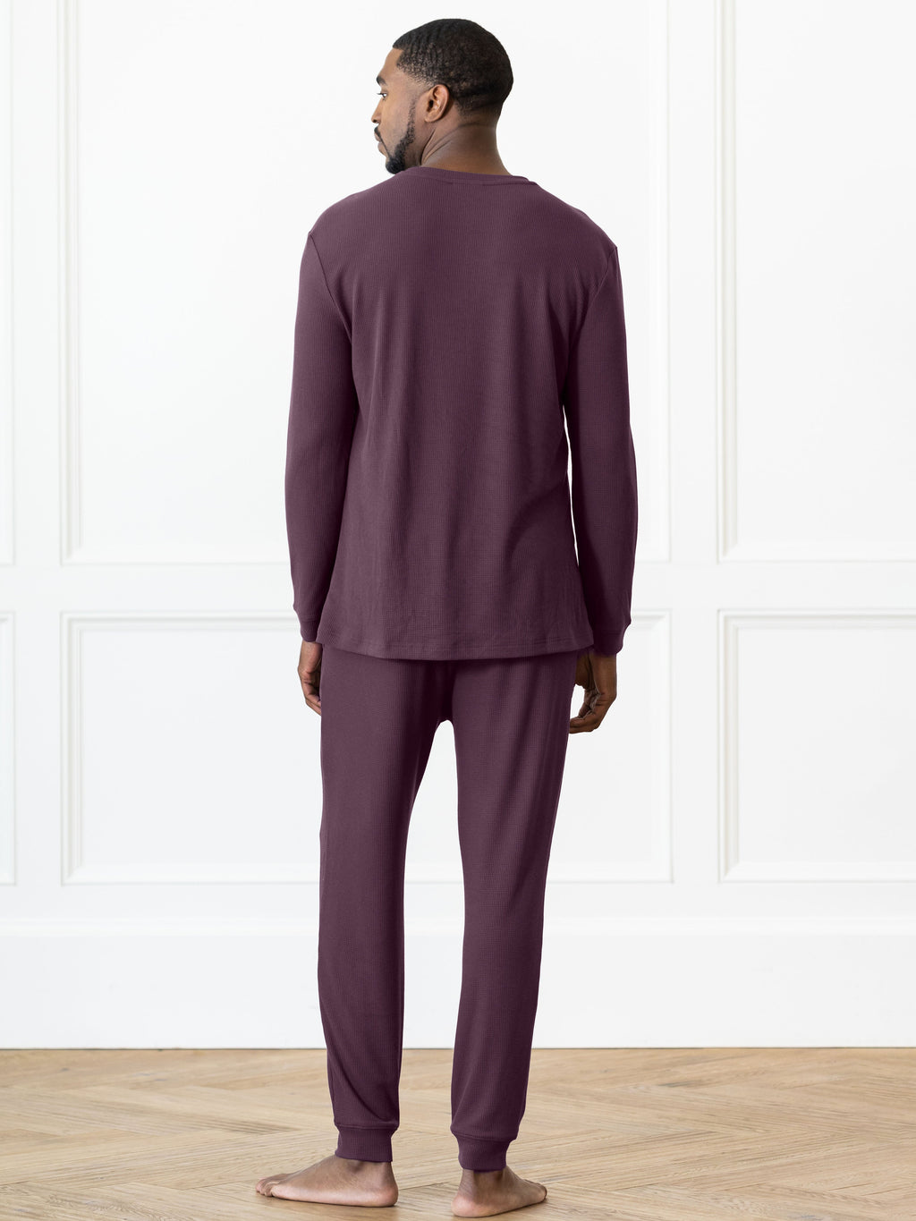 Men's Bamboo Waffle Knit Long Sleeve Henley - Last Chance