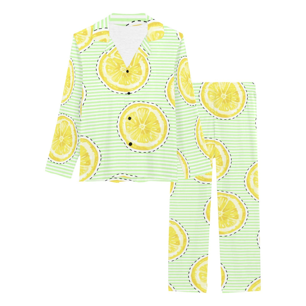 slice of lemon pattern Women's Long Pajama Set