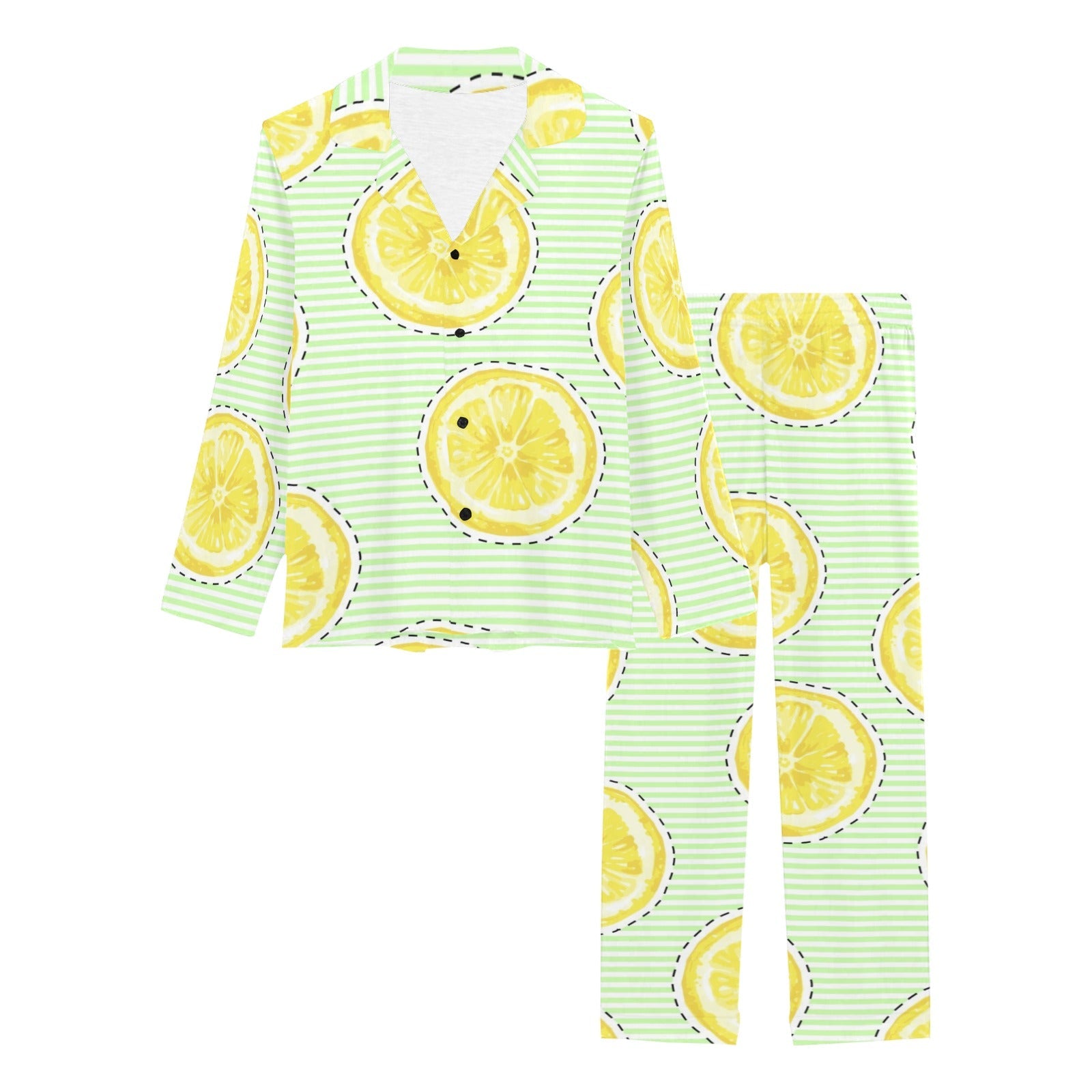 slice of lemon pattern Women's Long Pajama Set
