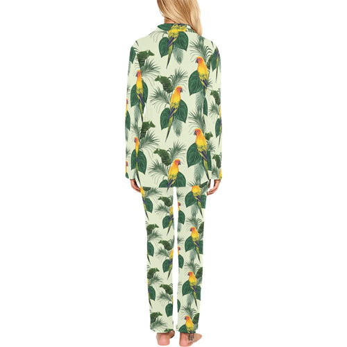 Beautiful parrot palm leaves pattern Women's Long Pajama Set