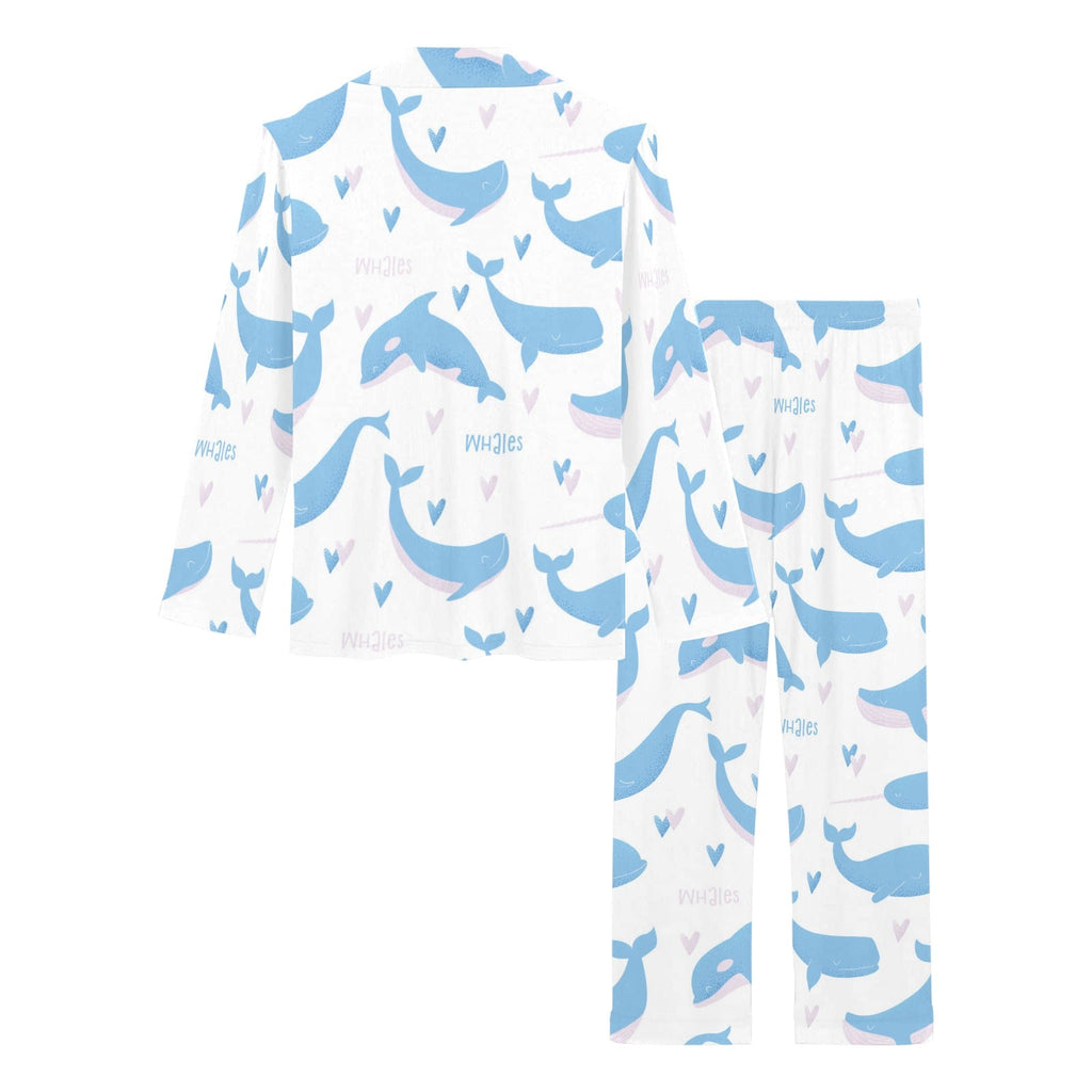 Blue whale pattern Women's Long Pajama Set
