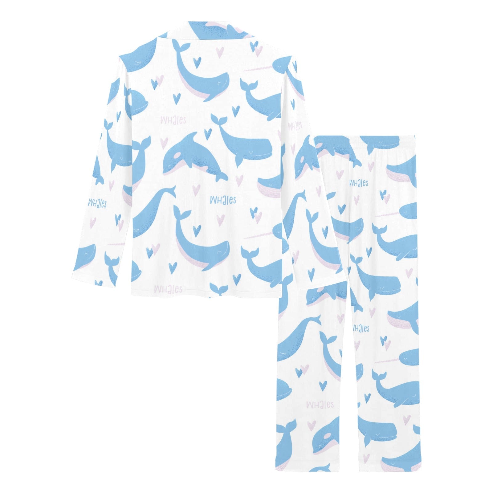 Blue whale pattern Women's Long Pajama Set