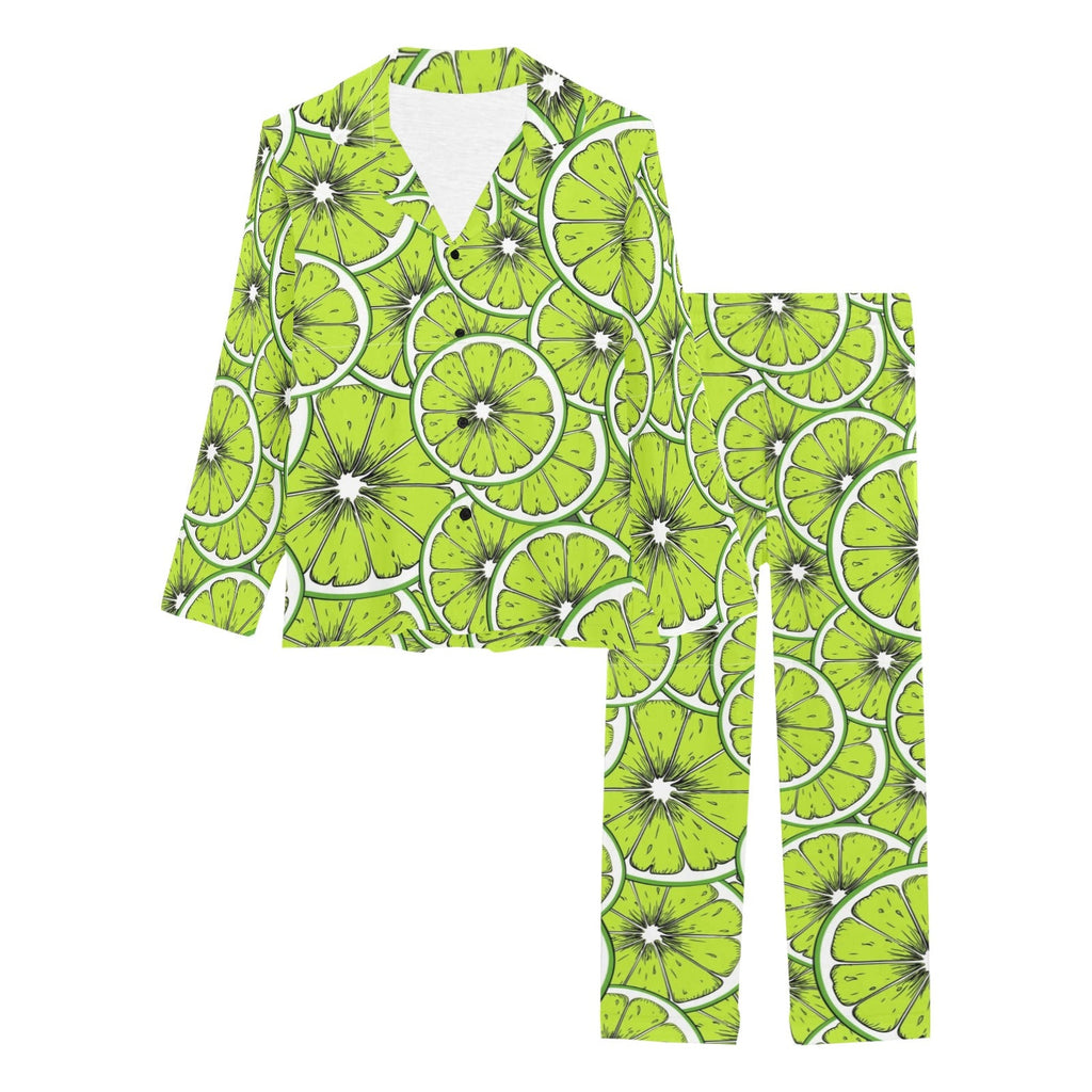 Slices of Lime design pattern Women's Long Pajama Set