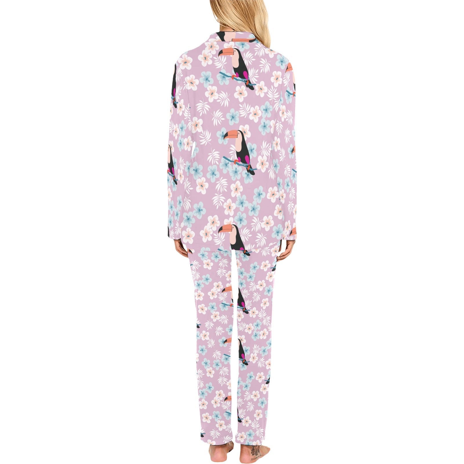 Beautiful toucan flower leaves Women's Long Pajama Set