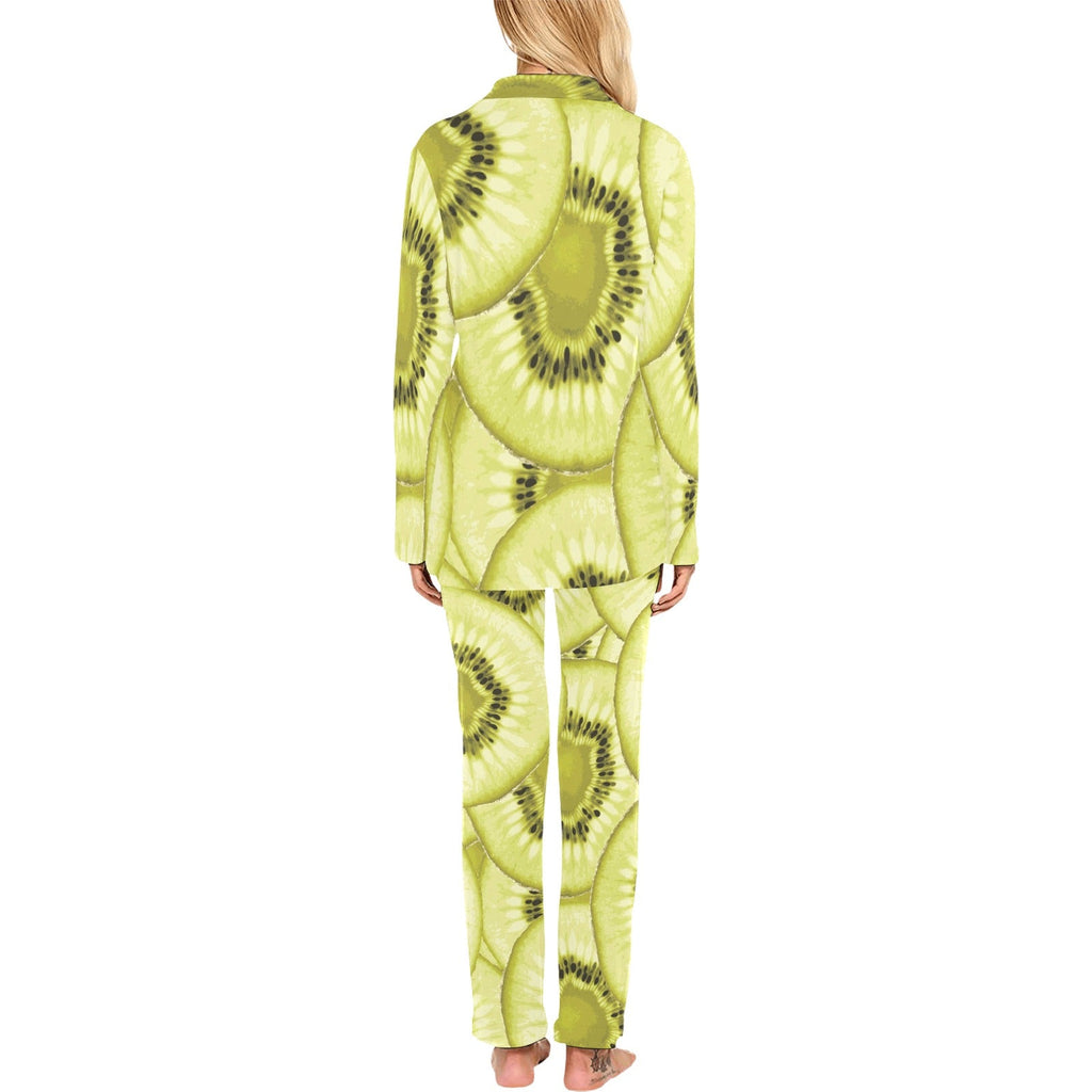 Sliced kiwi pattern Women's Long Pajama Set