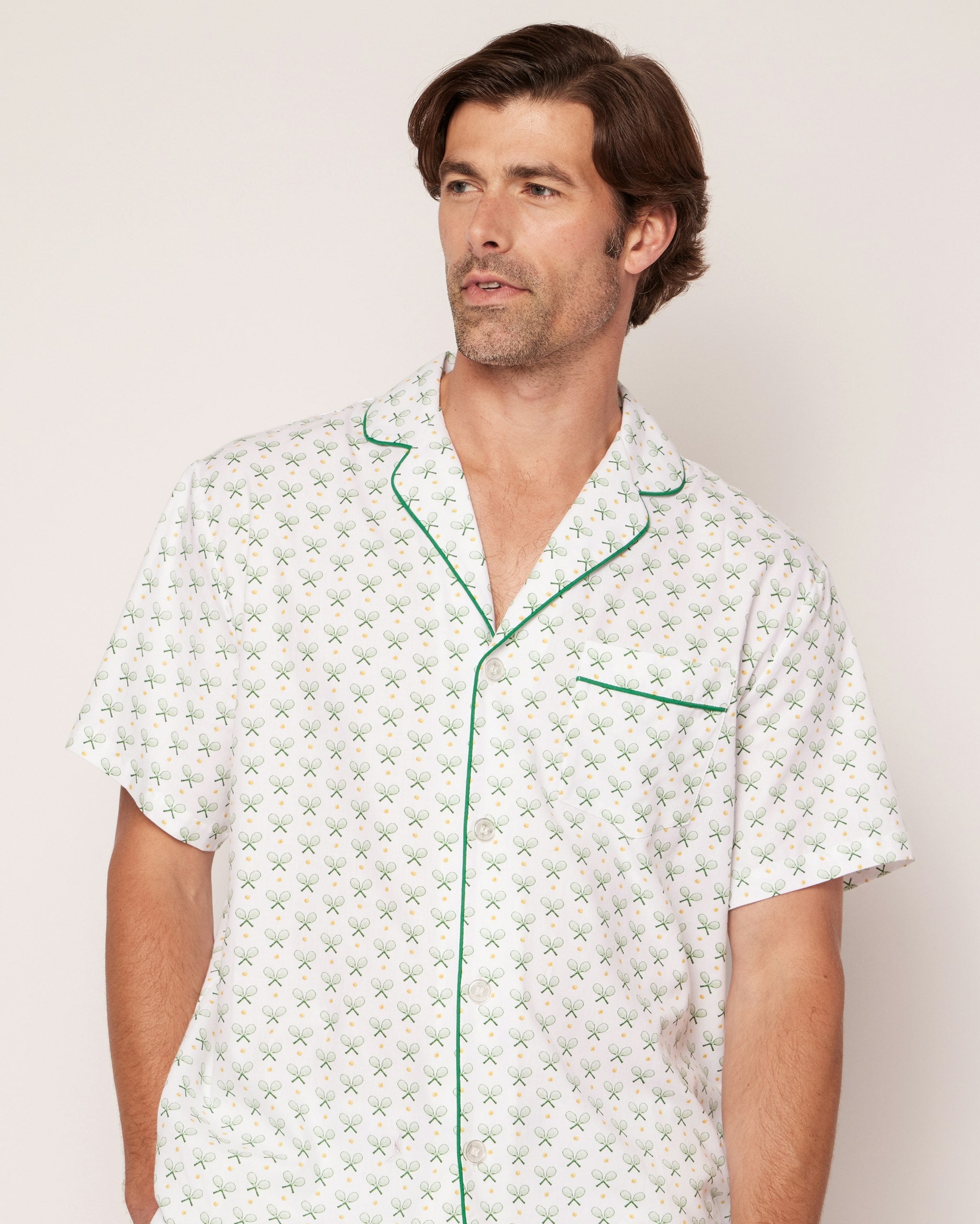 Men's Twill Pajama Short Set in Match Point