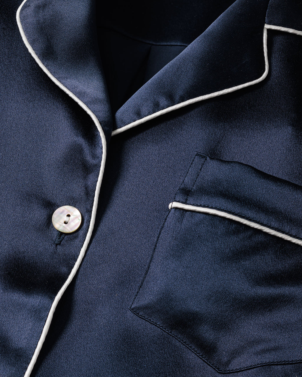 Men's Silk Pajama Set in Navy