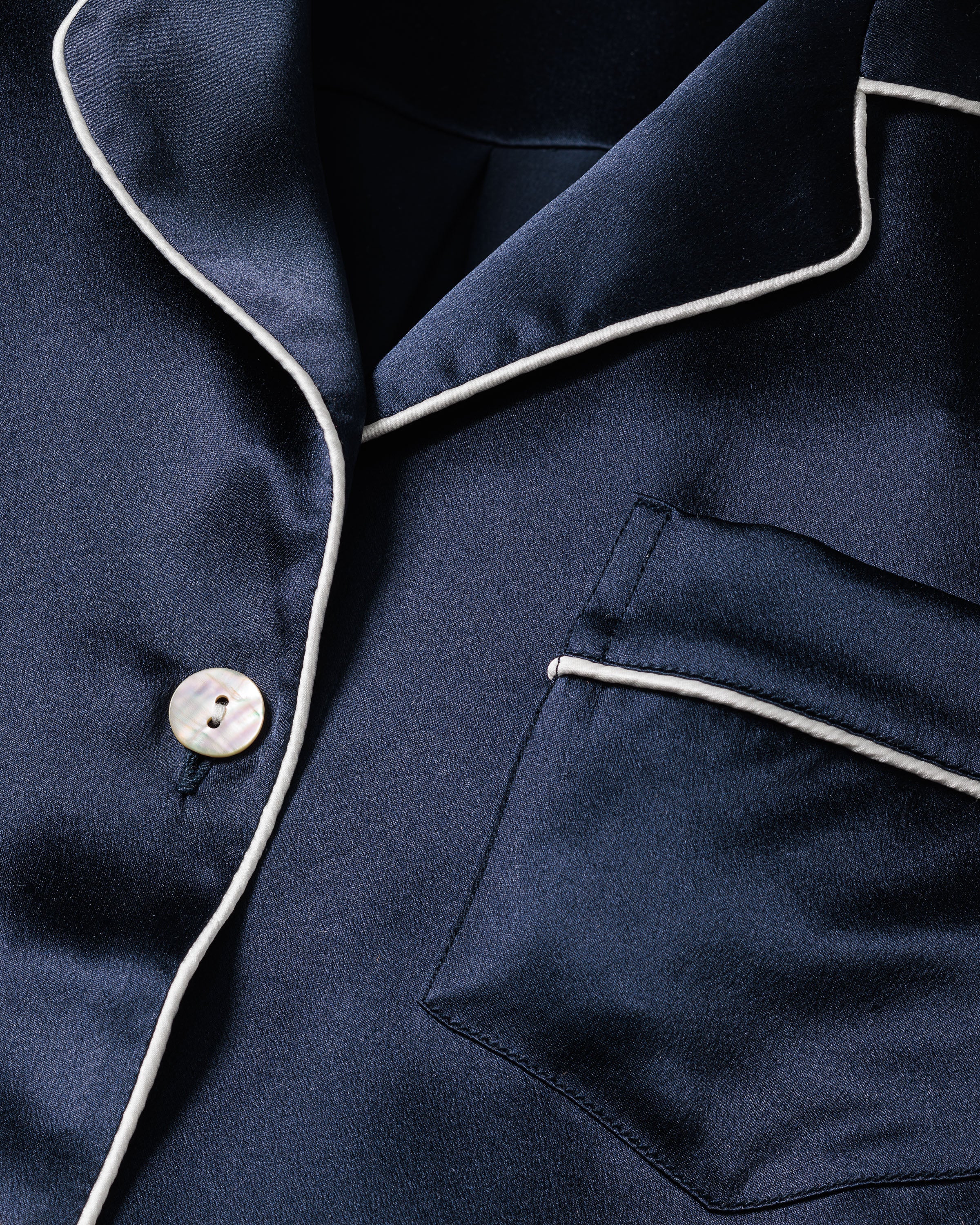 Men's Silk Pajama Set in Navy