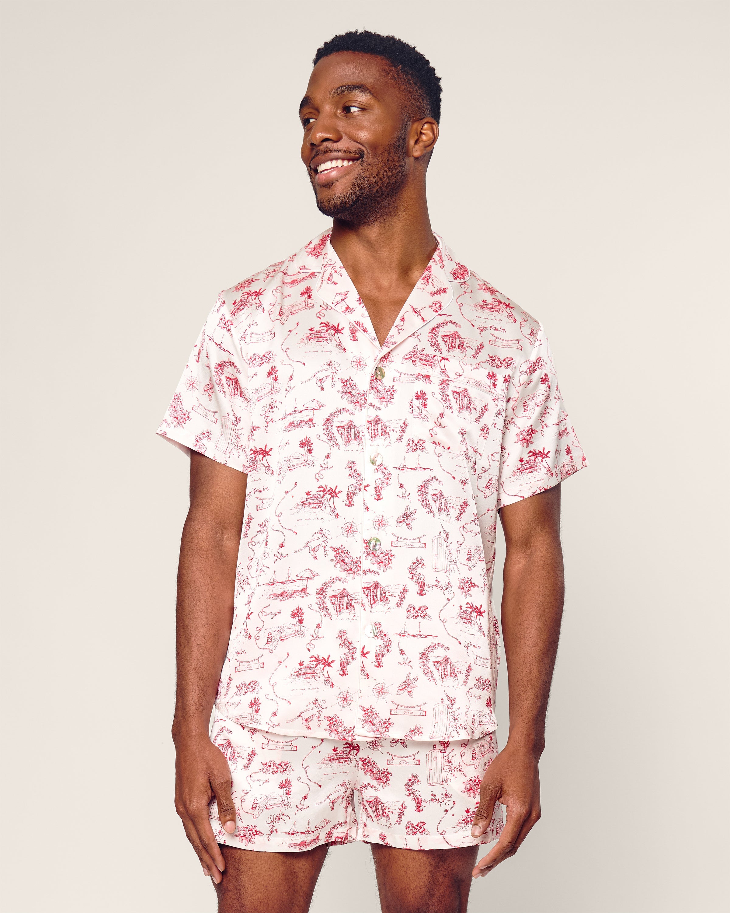 Petite Plume x Eden Rock Reverie Men's Silk Short Set