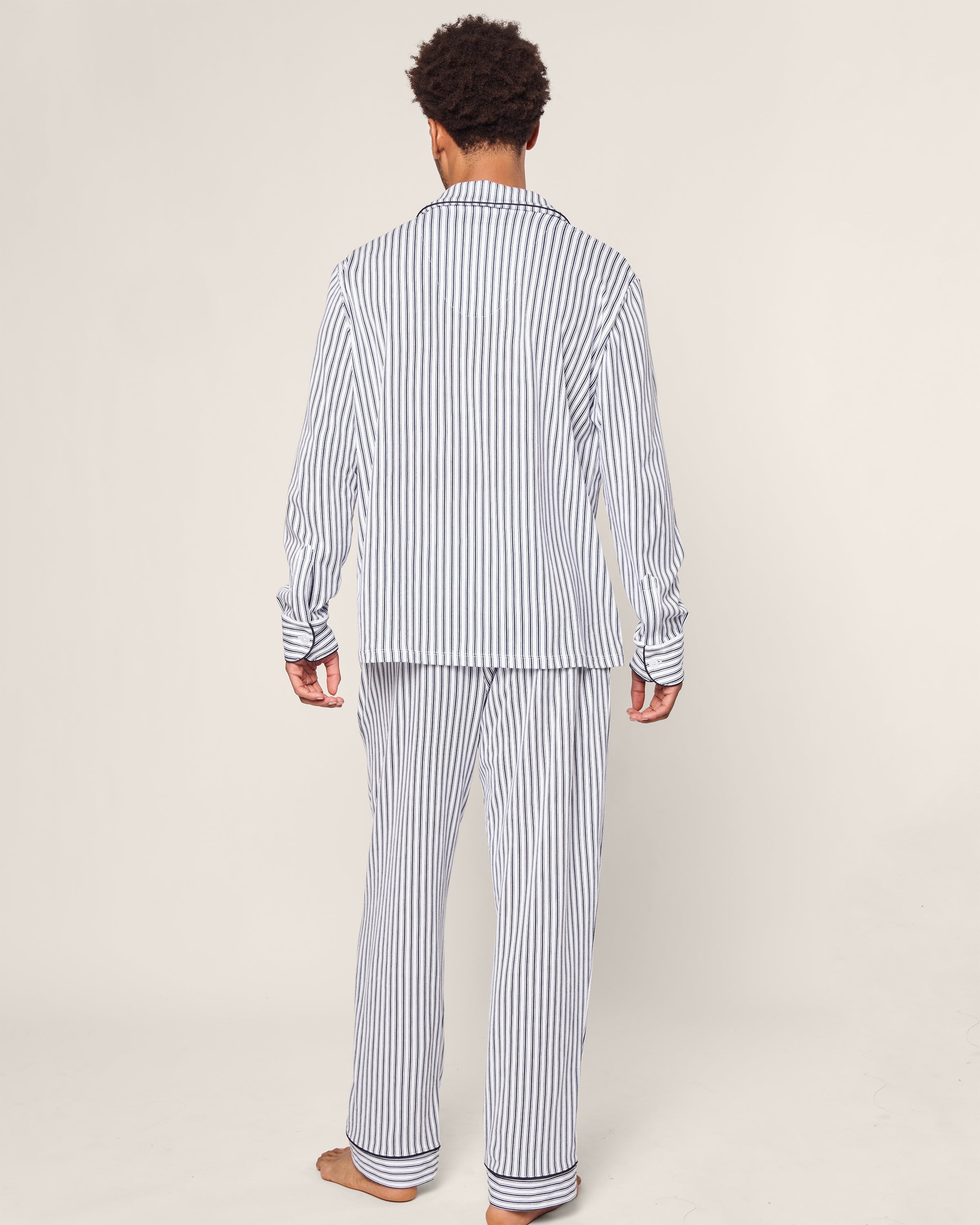 Men's Pima Pajama Set in Navy French Ticking