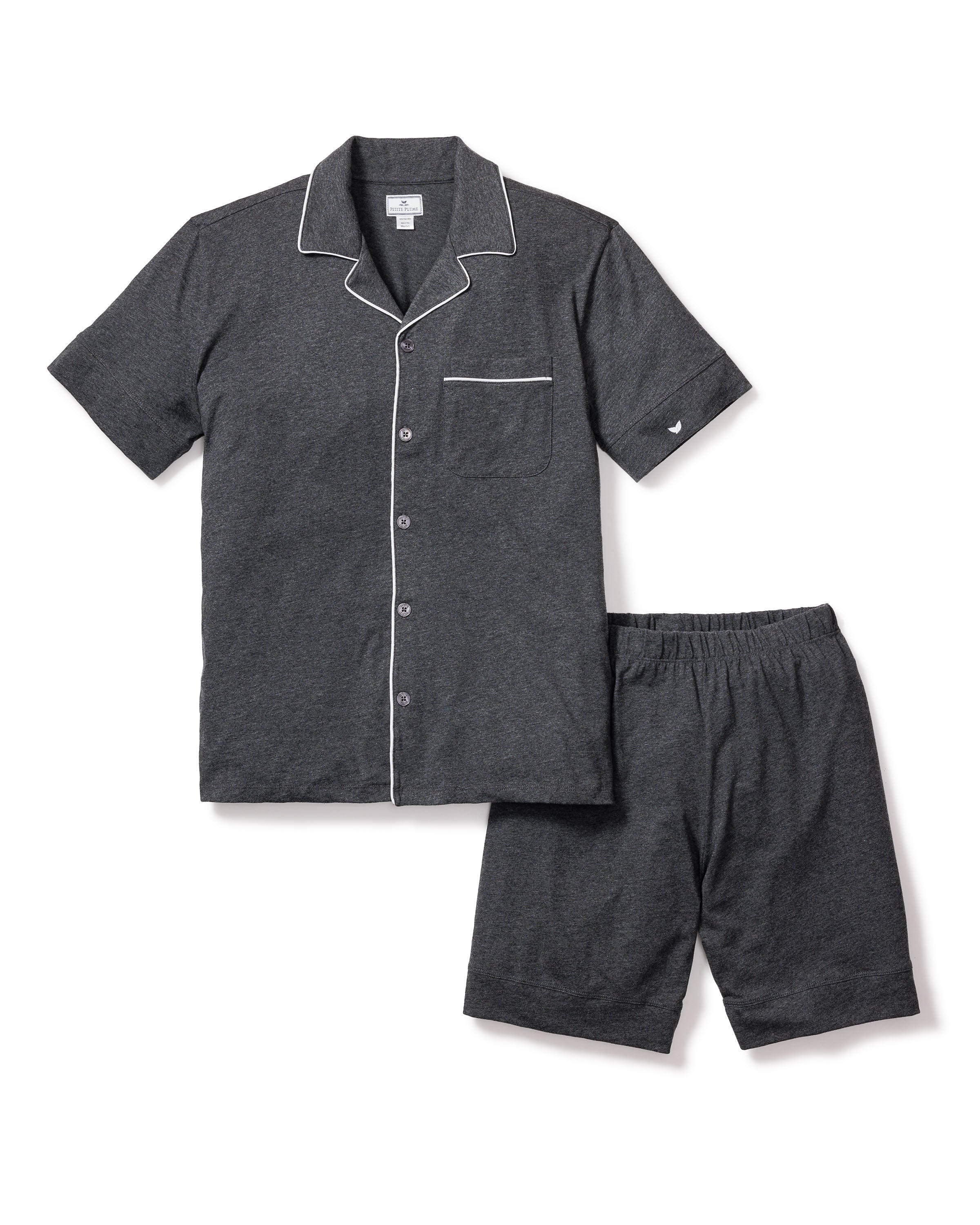 Men's Pima Pajama Short Set in Dark Heather Grey