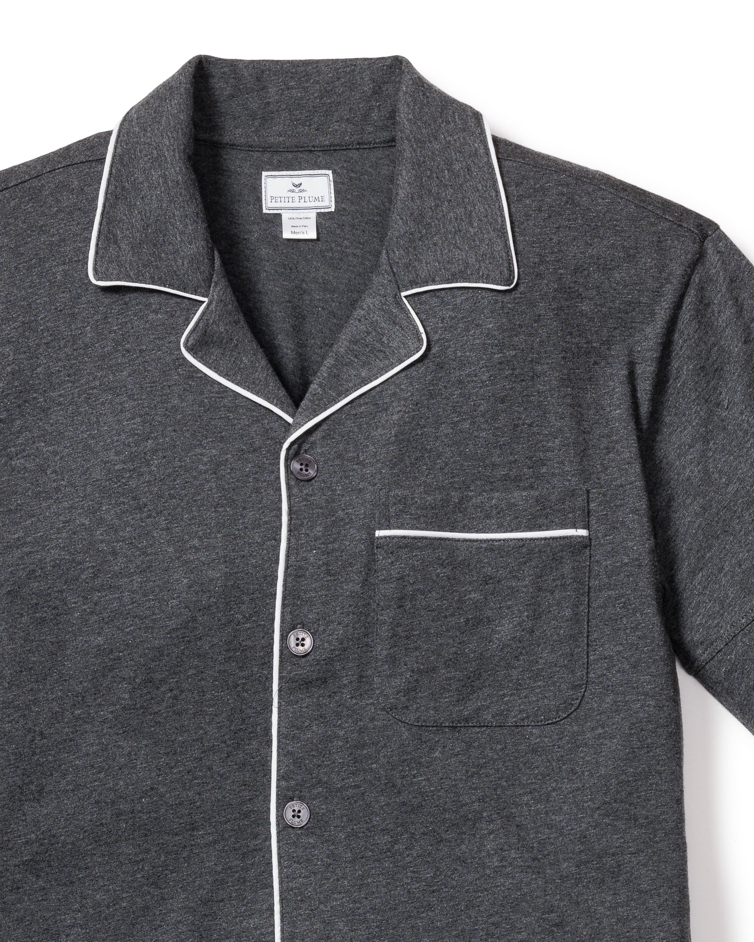 Men's Pima Pajama Short Set in Dark Heather Grey