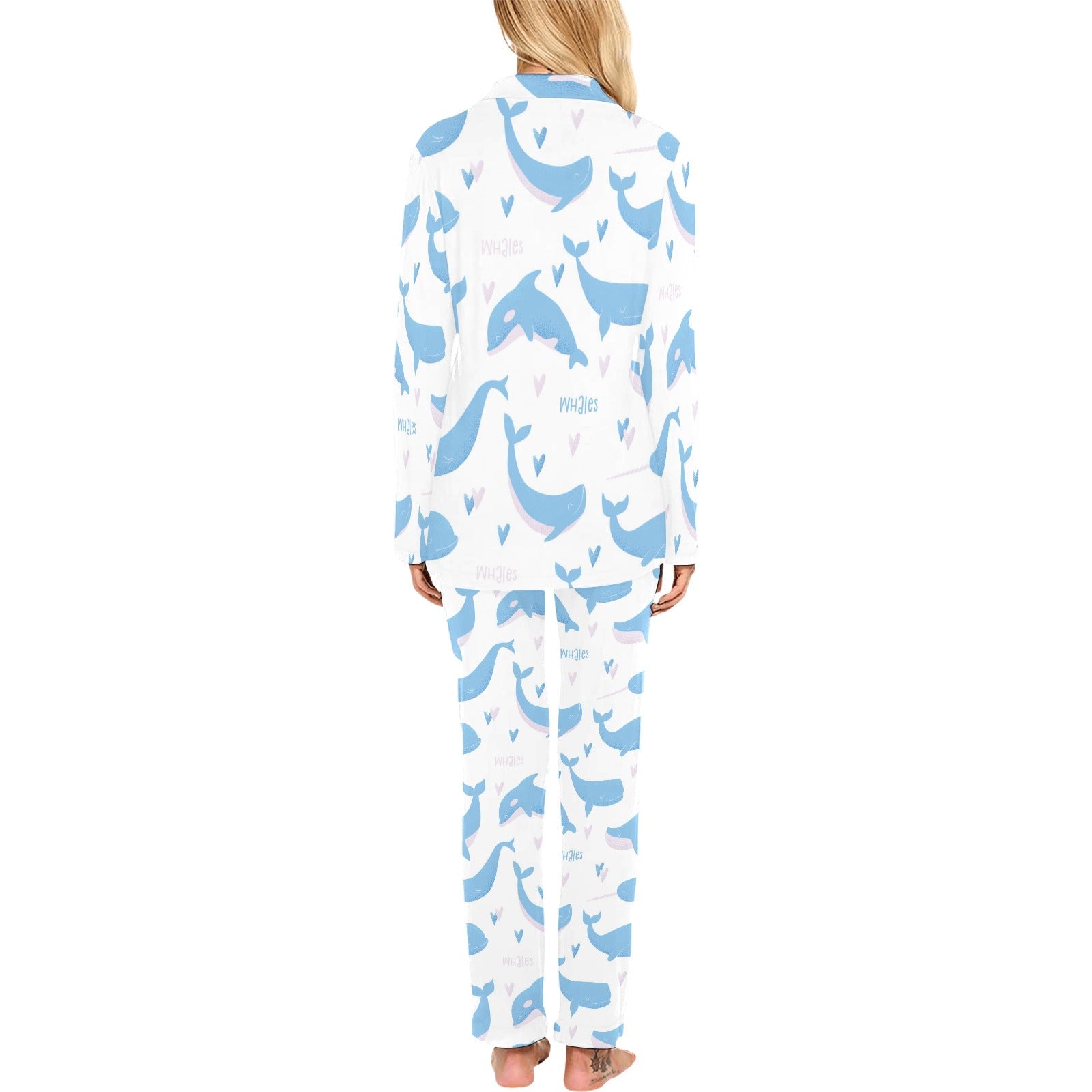 Blue whale pattern Women's Long Pajama Set