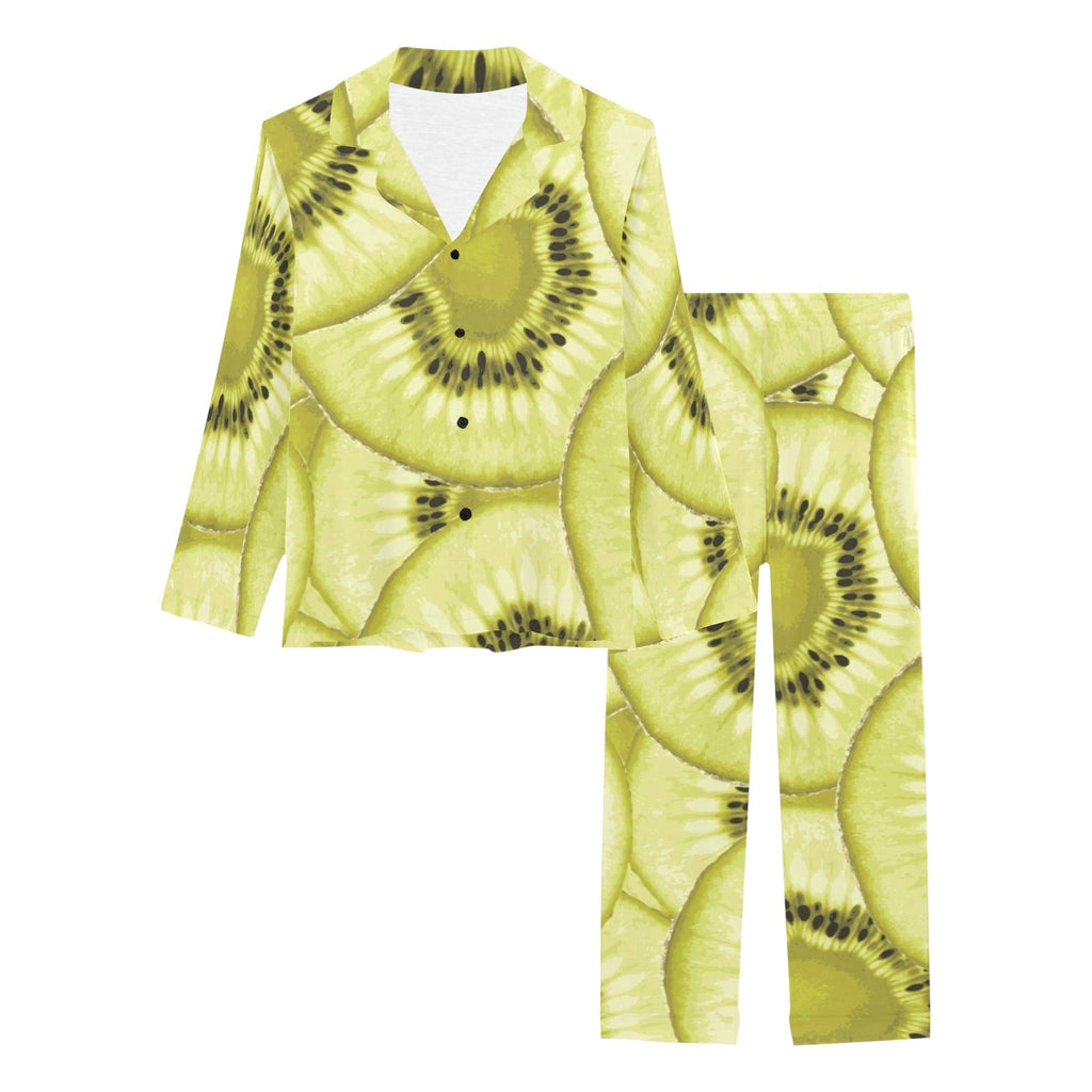 Sliced kiwi pattern Women's Long Pajama Set