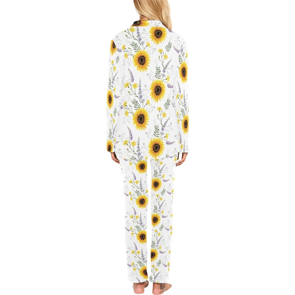 beautiful sunflowers pattern Women's Long Pajama Set
