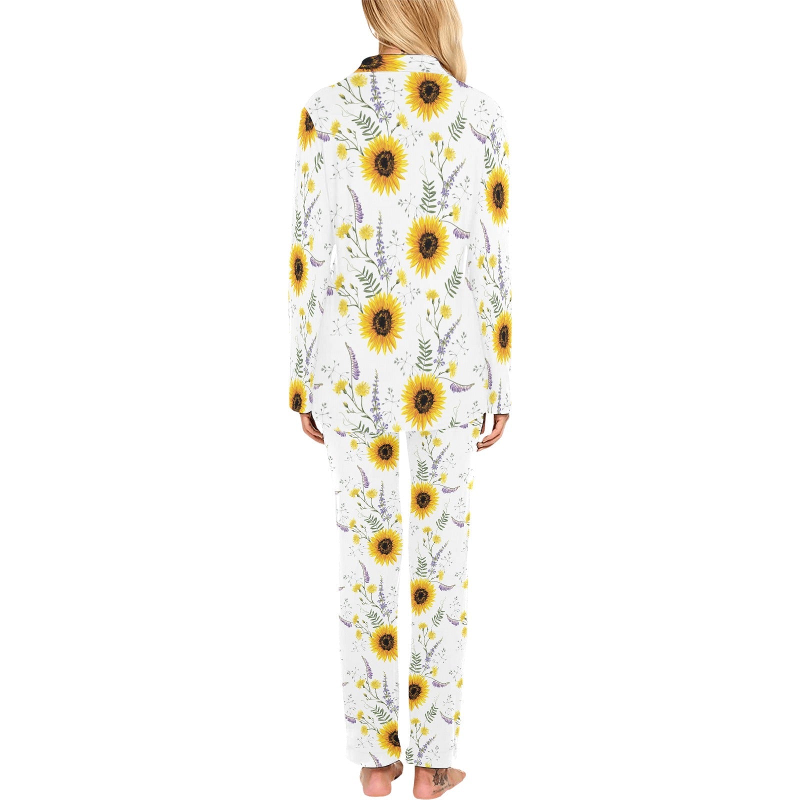 beautiful sunflowers pattern Women's Long Pajama Set