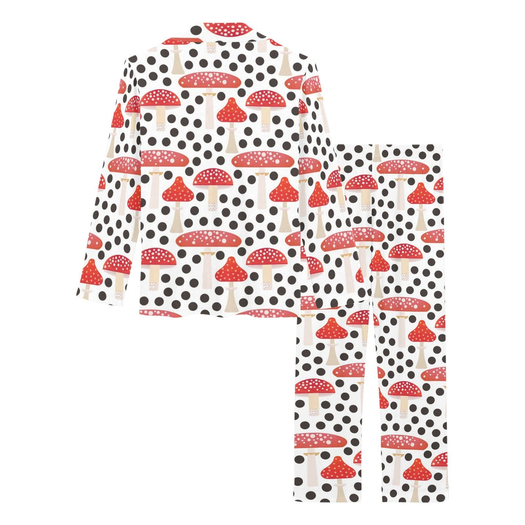 Red mushroom dot pattern Women's Long Pajama Set