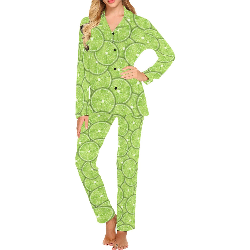 Slices of Lime pattern Women's Long Pajama Set